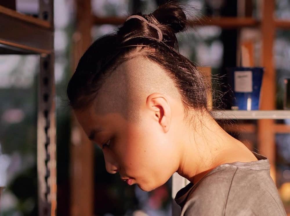 half shaved head Asian hairstyle