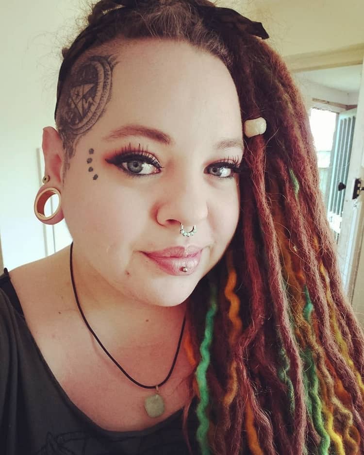half shaved head dreads