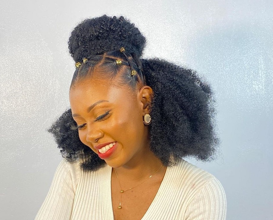 half up afro puff hairstyle