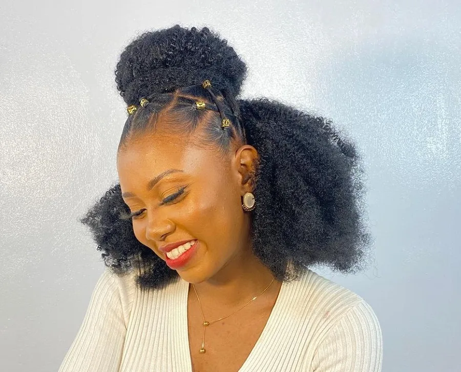 Afro Puffs Natural Hair Tutorial How to do DIY Styles