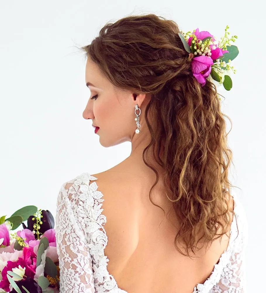 half up country wedding hairstyle