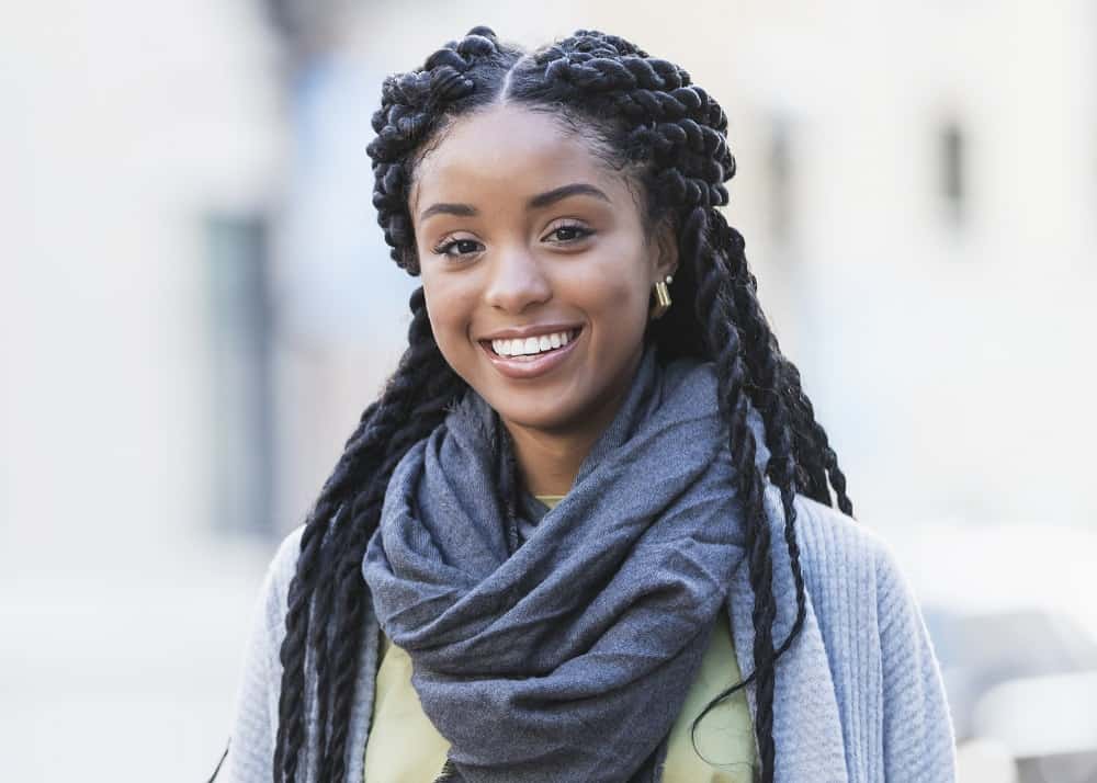 half up crochet braided hair