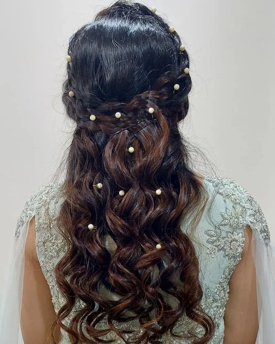 half up curly hairstyle for indian women