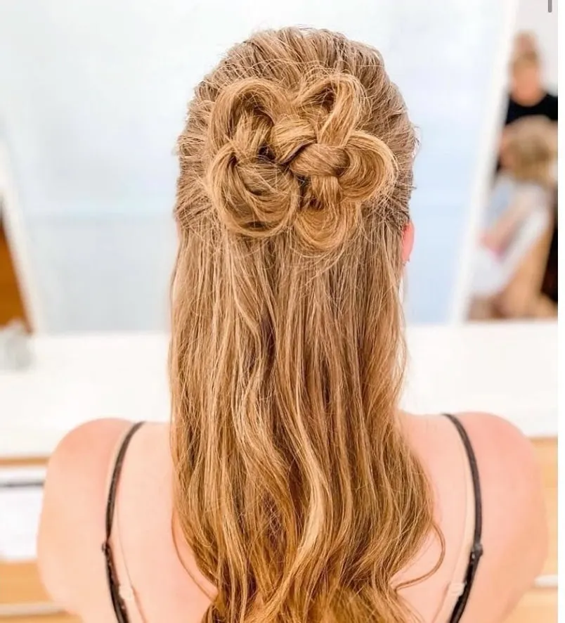 half up flower bun for bridesmaids