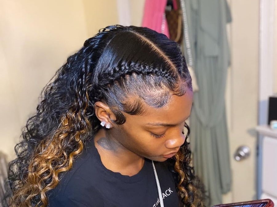 half up french braids for black women