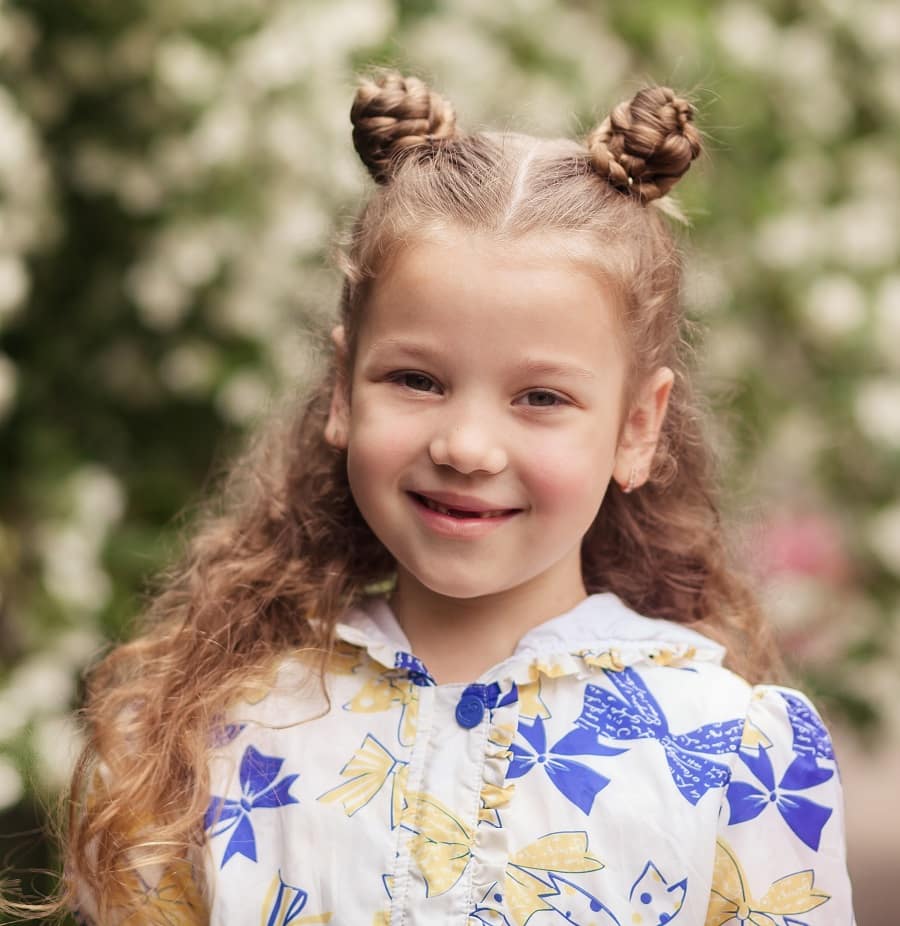 Image of Double Dutch braids hairstyle for 7-year-old girls