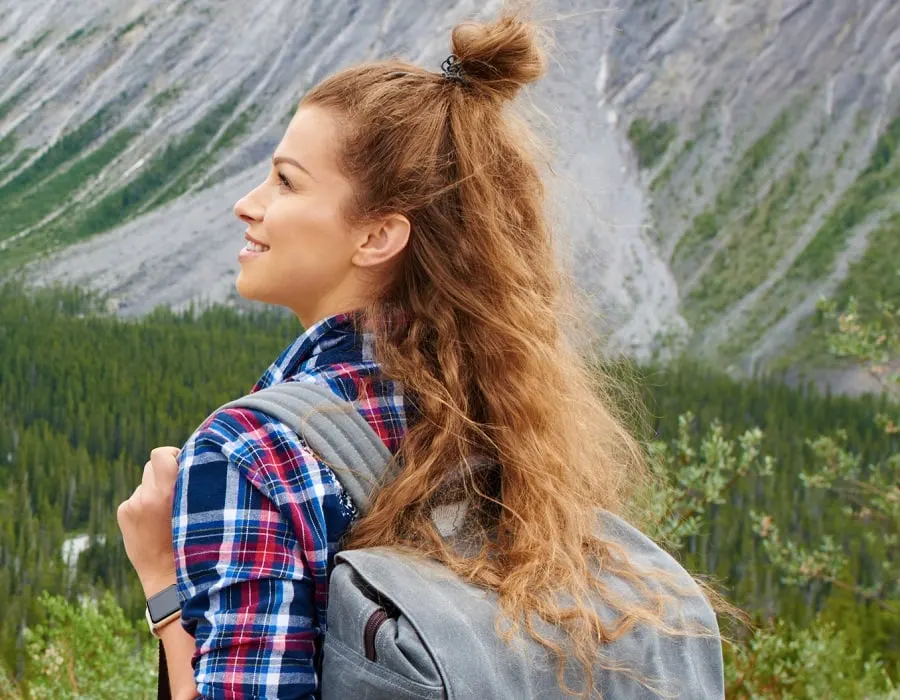 half up hairstyle for hiking