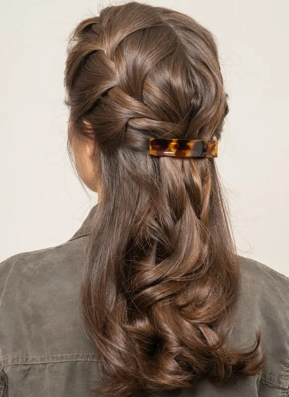 half up half down braided hairstyle