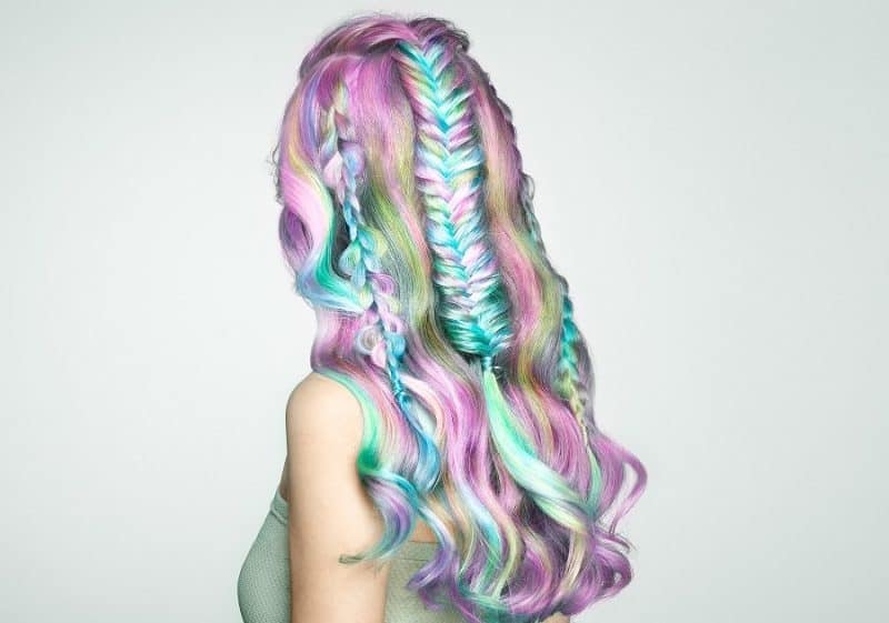 half up half down braids with mermaid hair