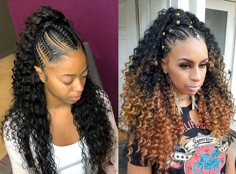 half up half down crochet braids