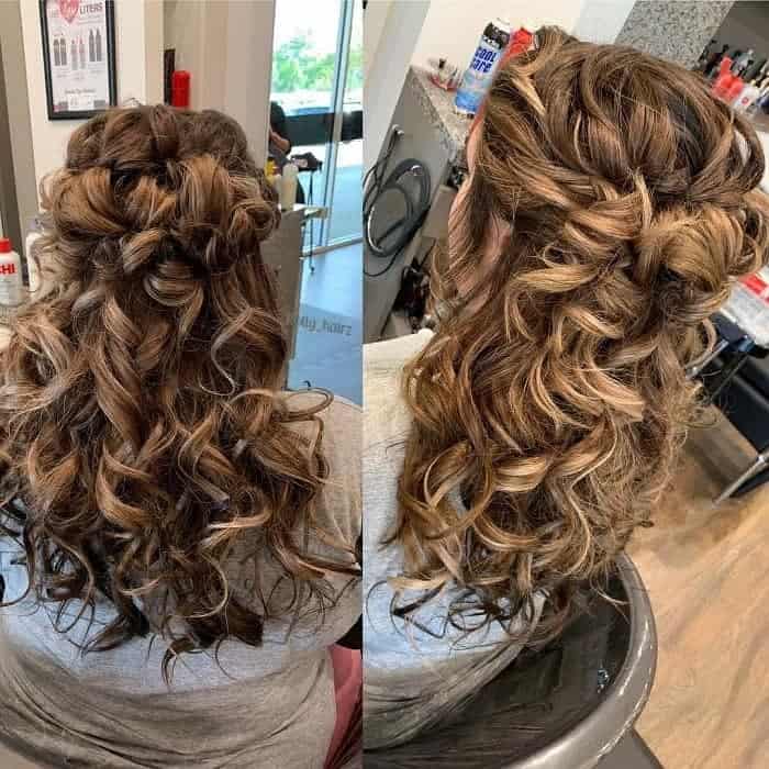 curly half up hairdos for women