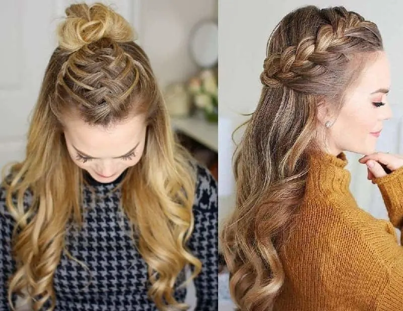 french braid half up half down styles