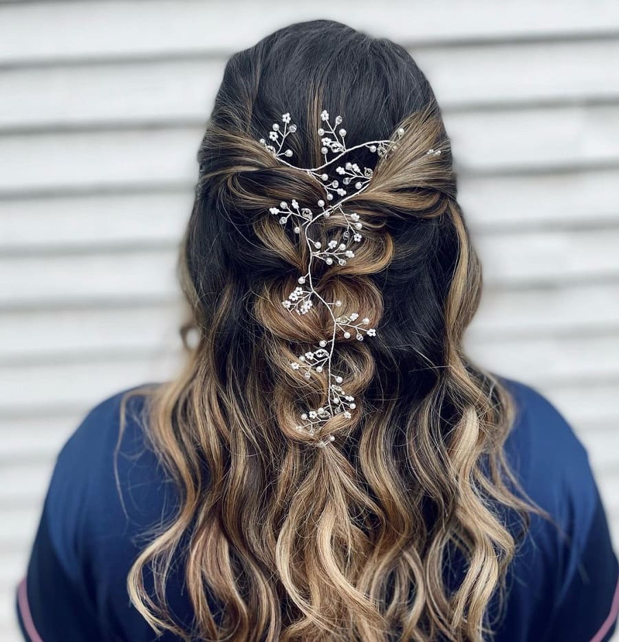 half up half down braids for bridesmaids