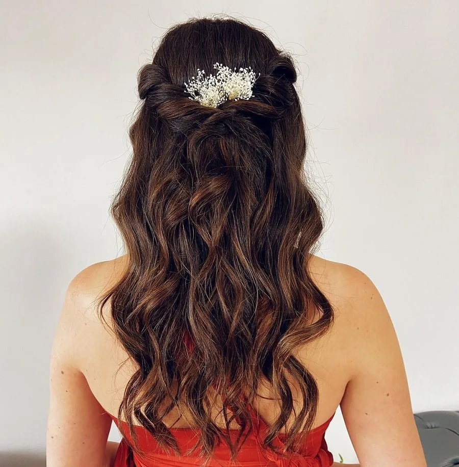 half up half down wavy hair for bridesmaids