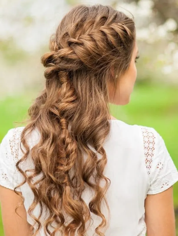 half up half down wedding braided hairstyle