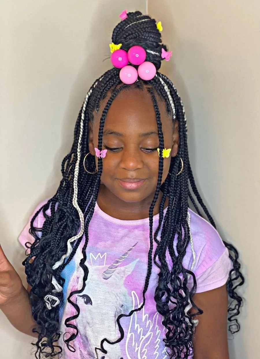 half up knotless braids for kids