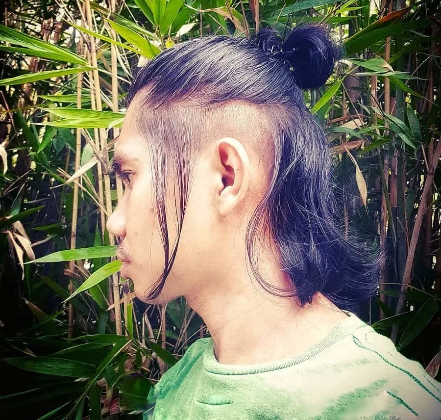 half up man bun with undercut