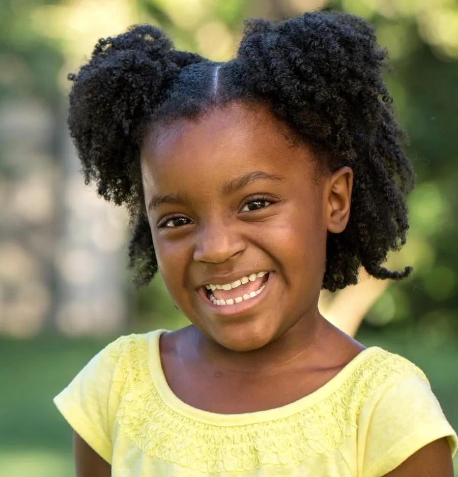 half up pigtails for little black school girls