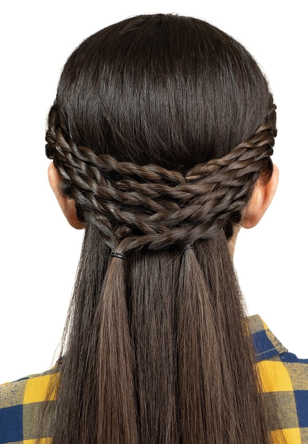 half up rope braids