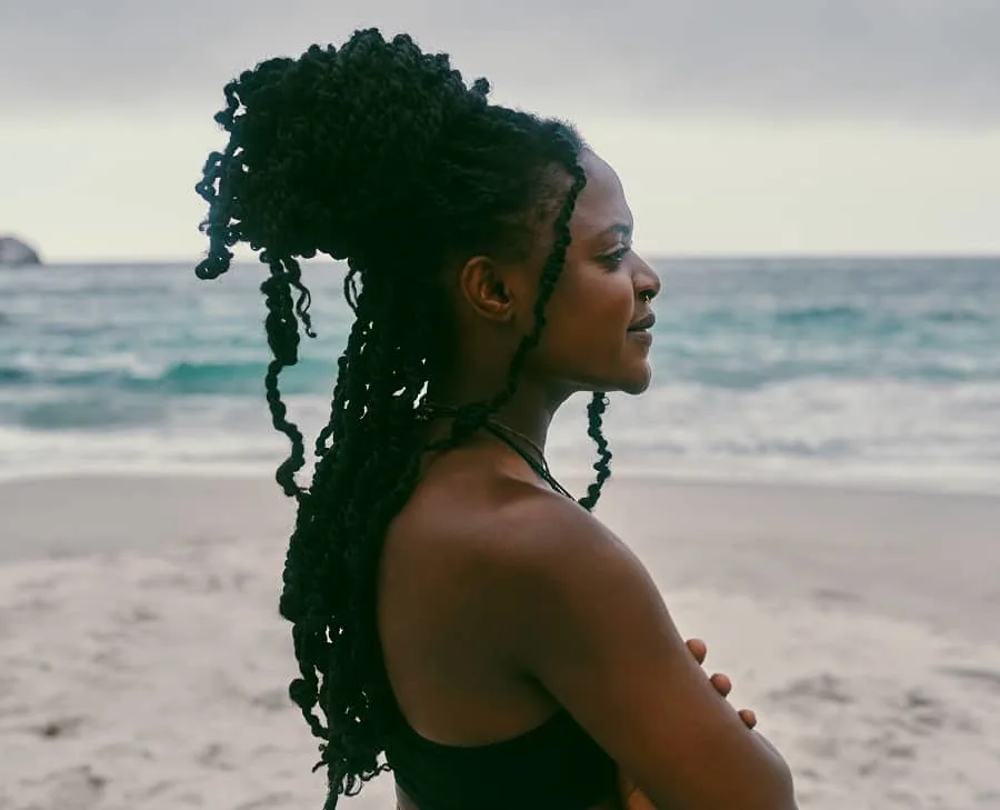 half up vacation hairstyle for black women