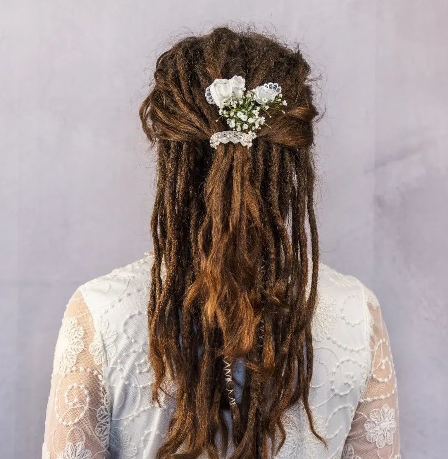 half up wedding hairstyle for locs