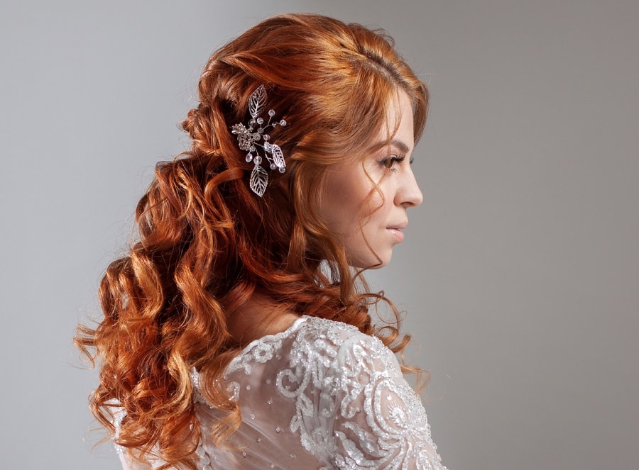 half up wedding hairstyle for red hair