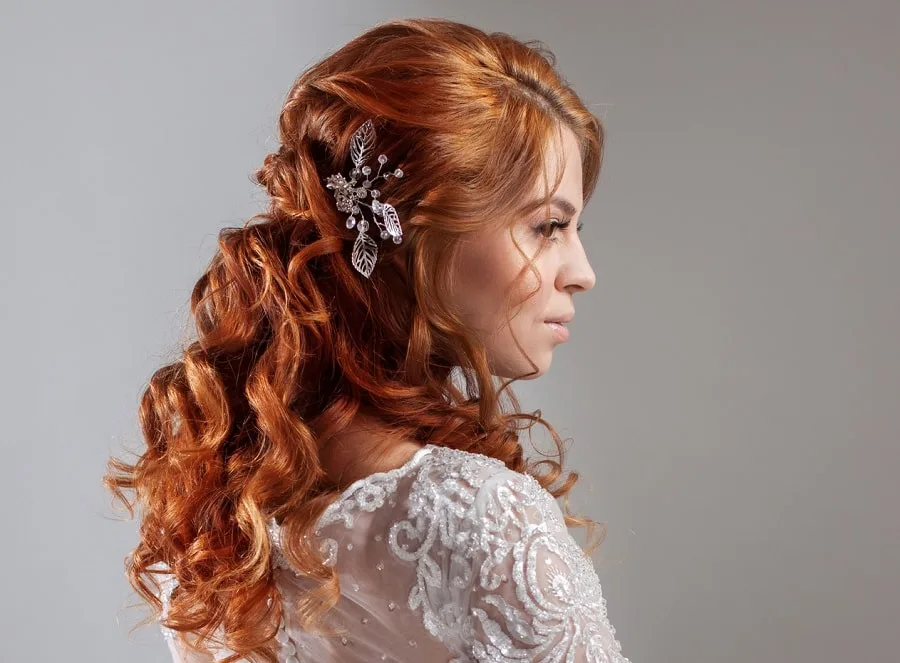 half up wedding hairstyle for red hair