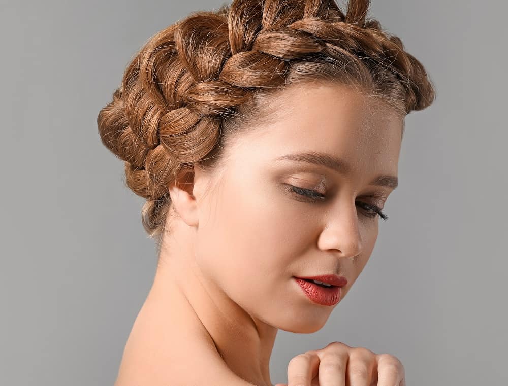 halo braid with middle part for women