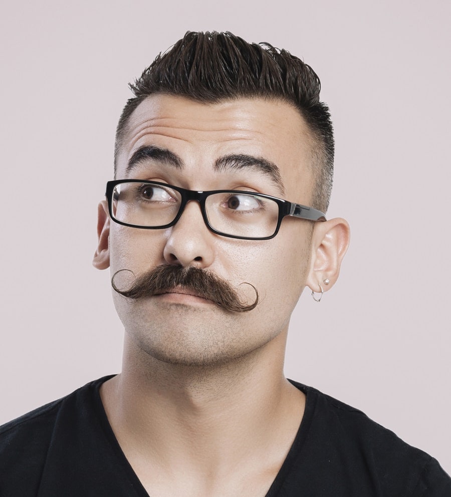 handlebar mustache with glasses