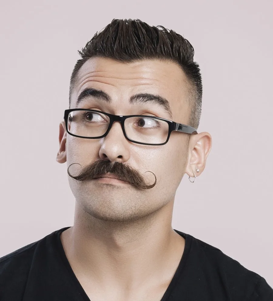 handlebar mustache with glasses