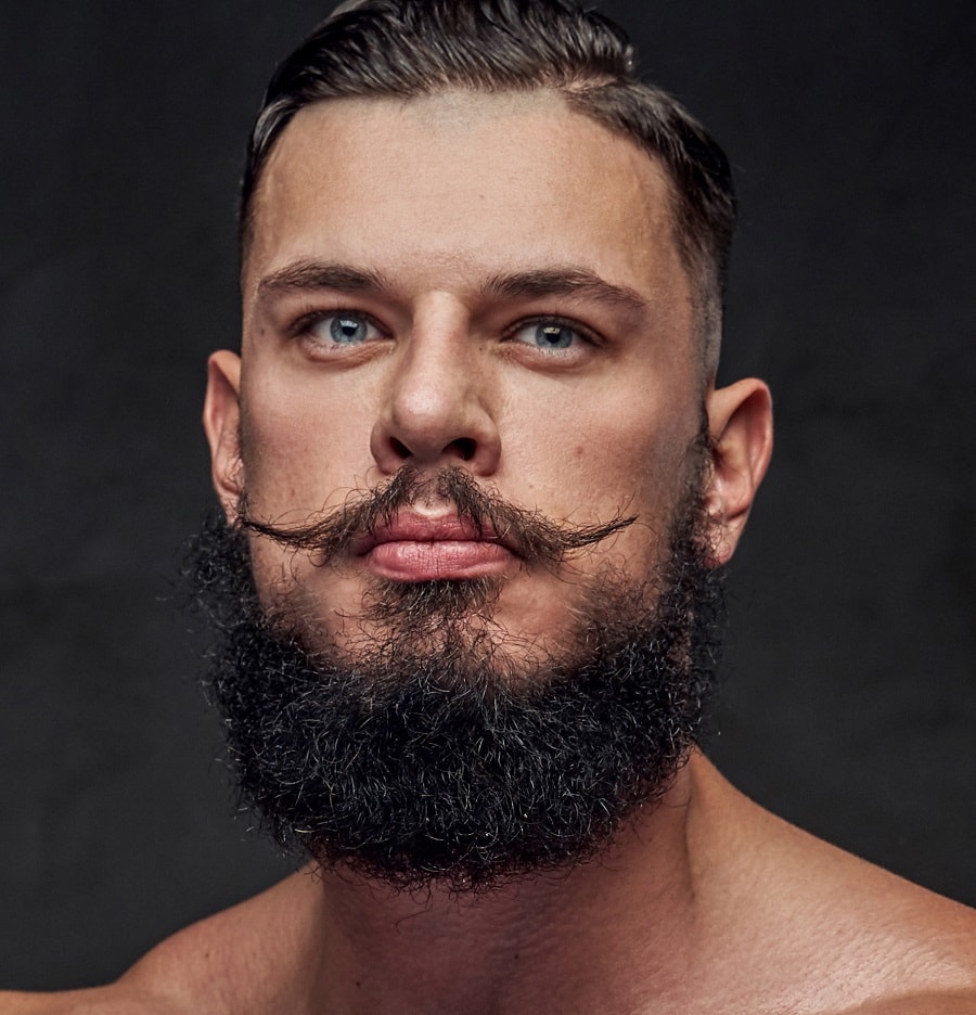 handlebar mustache with rounded beard