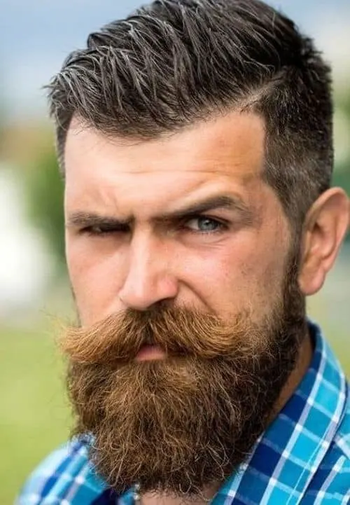 handlebar mustcahe with beard