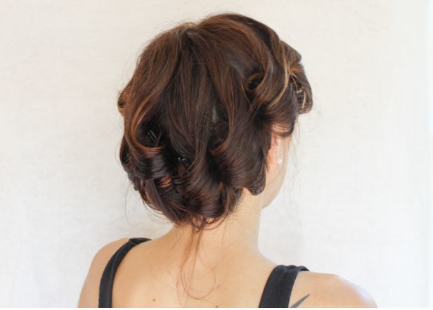 Setting hair with pin curl clips for quick curls