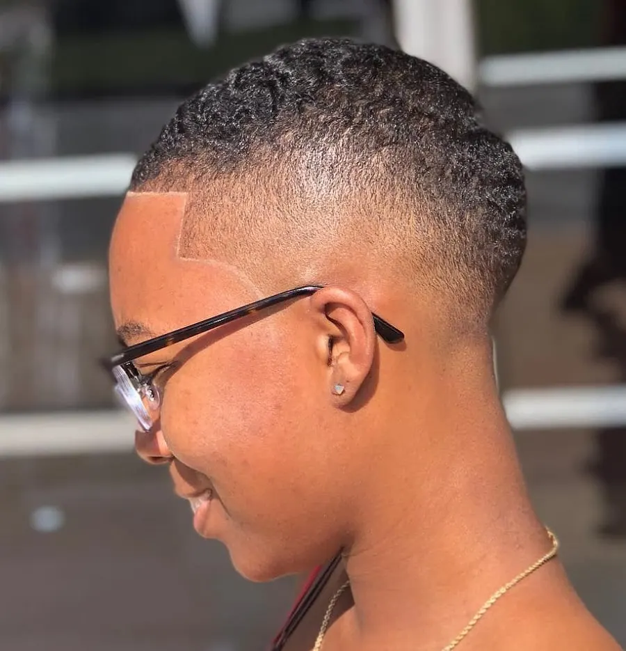 high fade for black women with glasses