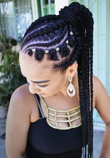 Intricate Thick Braided high Ponytail