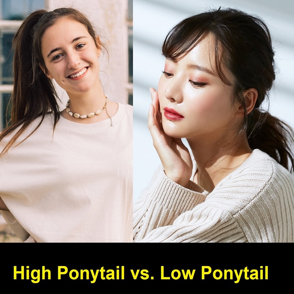 high ponytail hairstyle vs low ponytail hairstyle