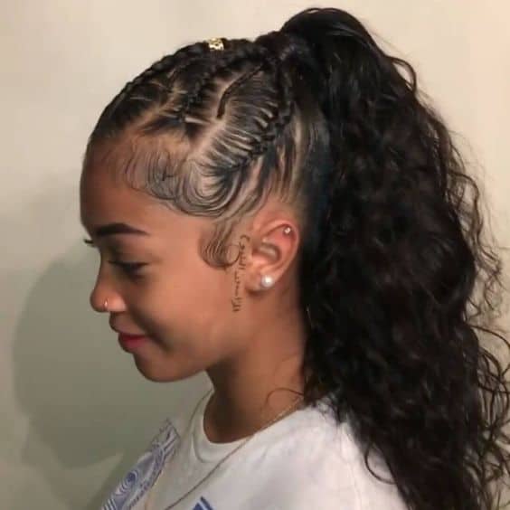 High Ponytail with Weave on Natural Curls