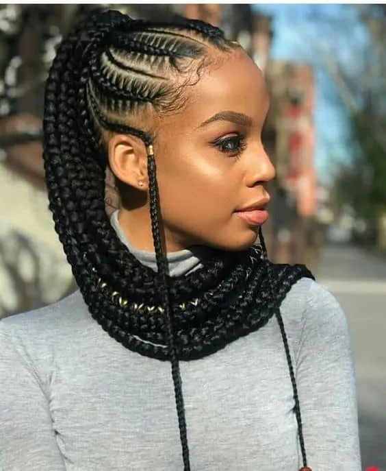High Braided Ponytail with Weave