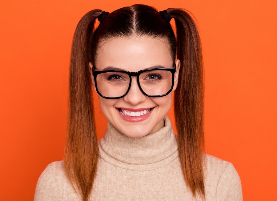 high school hairstyle with pigtails