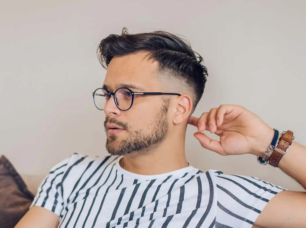 high taper fade haircut for men with glasses