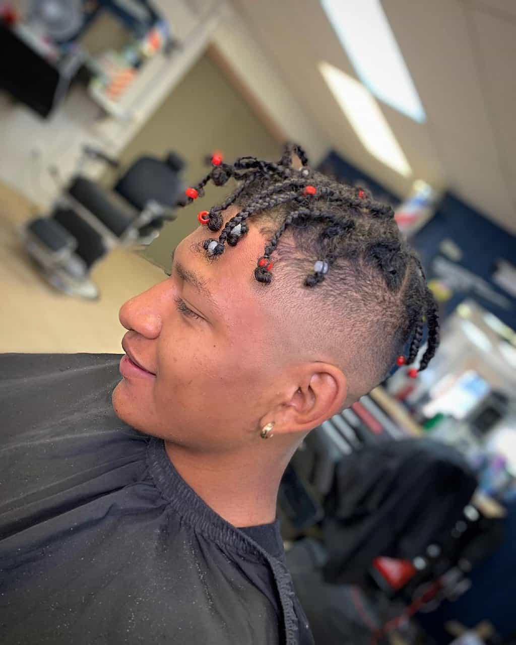 high taper fade with braids