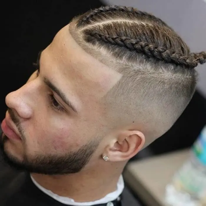 men's high top braid with middle part