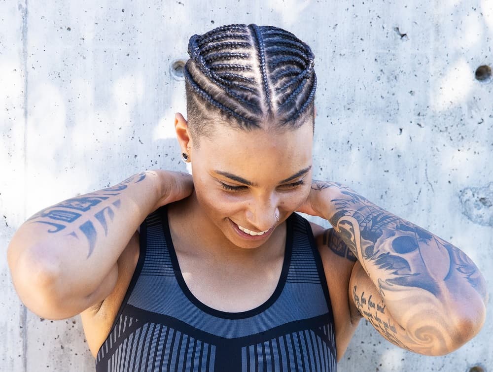 high top braids with shaved sides for women