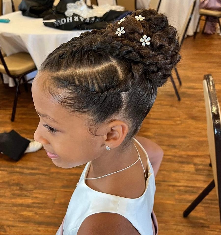 high updo for black flower girl