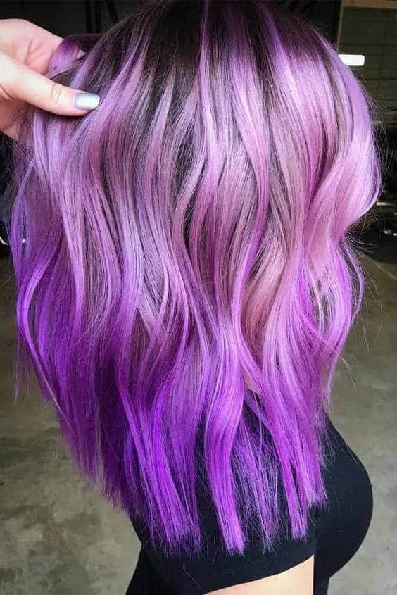 purple highlights for long hair 