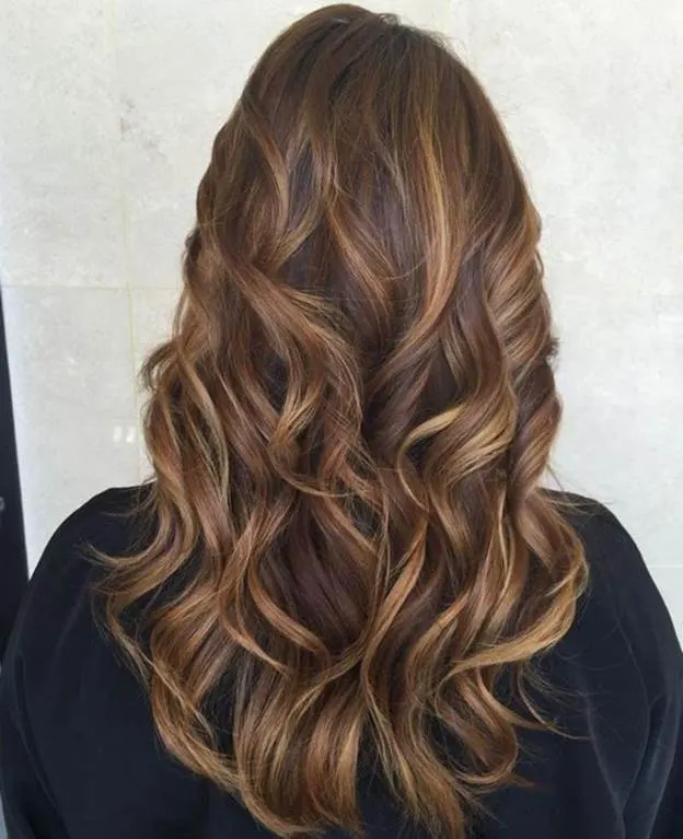 caramel highlights on long hair 