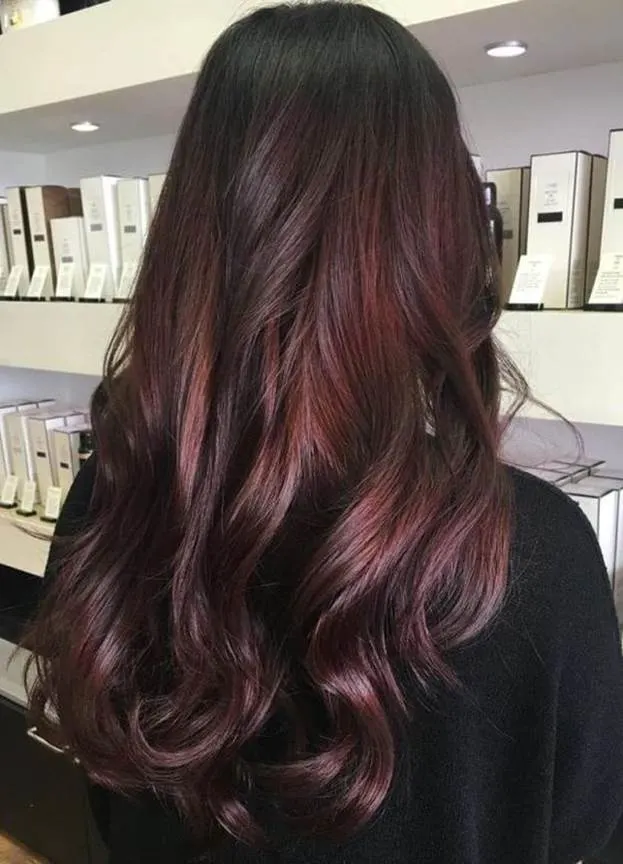 red highlights for long hair 