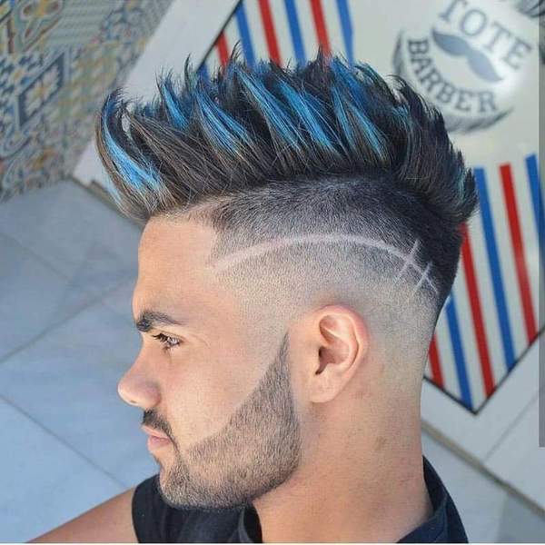 men's hair with blue highlights