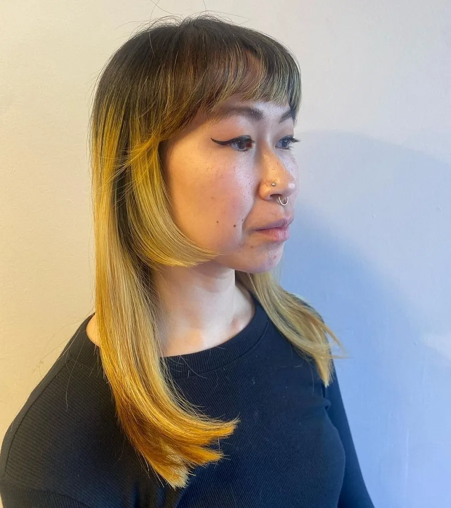 hime cut for blonde balayage hair