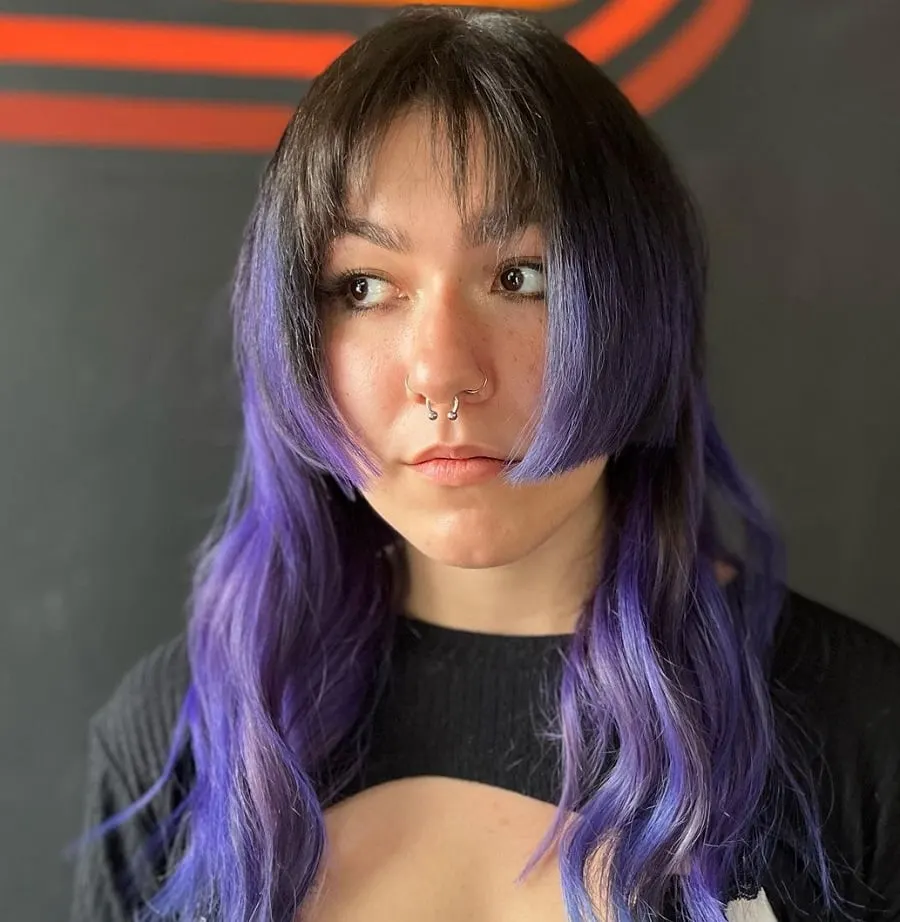 hime cut with purple hair